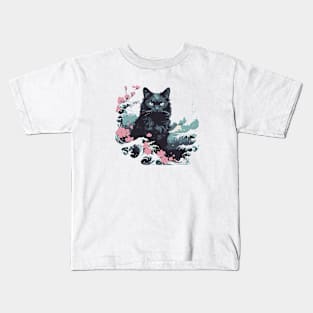 Black cat kanagawa Kids T-Shirt